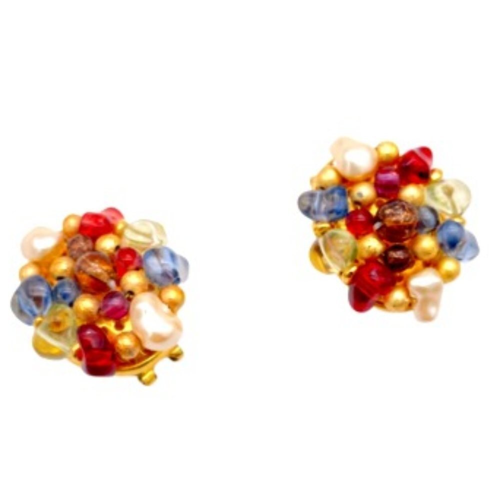 Liz Claiborne Womens Elegant Clip Earrings Multi-Color Faux Pearl 40$